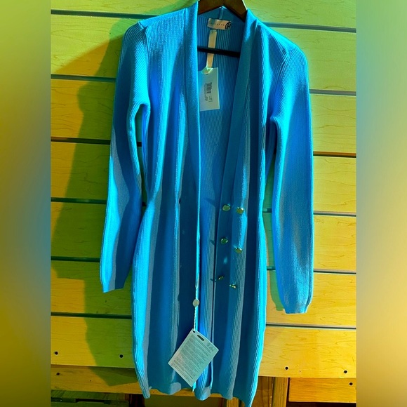 New HaveOne Knit sweater dress Front buttons XS-S Made Italy Knees length - Picture 1 of 6